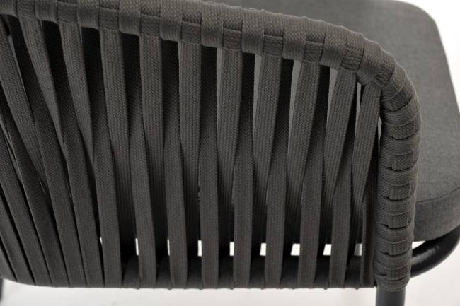 "Бордо" стул плетеный из роупа, каркас алюминий темно-серый (RAL7024) муар, роуп серый 15мм, ткань темно-серая 019 "Бордо" стул плетеный из роупа, каркас алюминий темно-серый (RAL7024) муар, роуп серый 15мм, ткань темно-серая 019